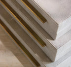 Set of 3 Ivory Faux Shagreen Boxes