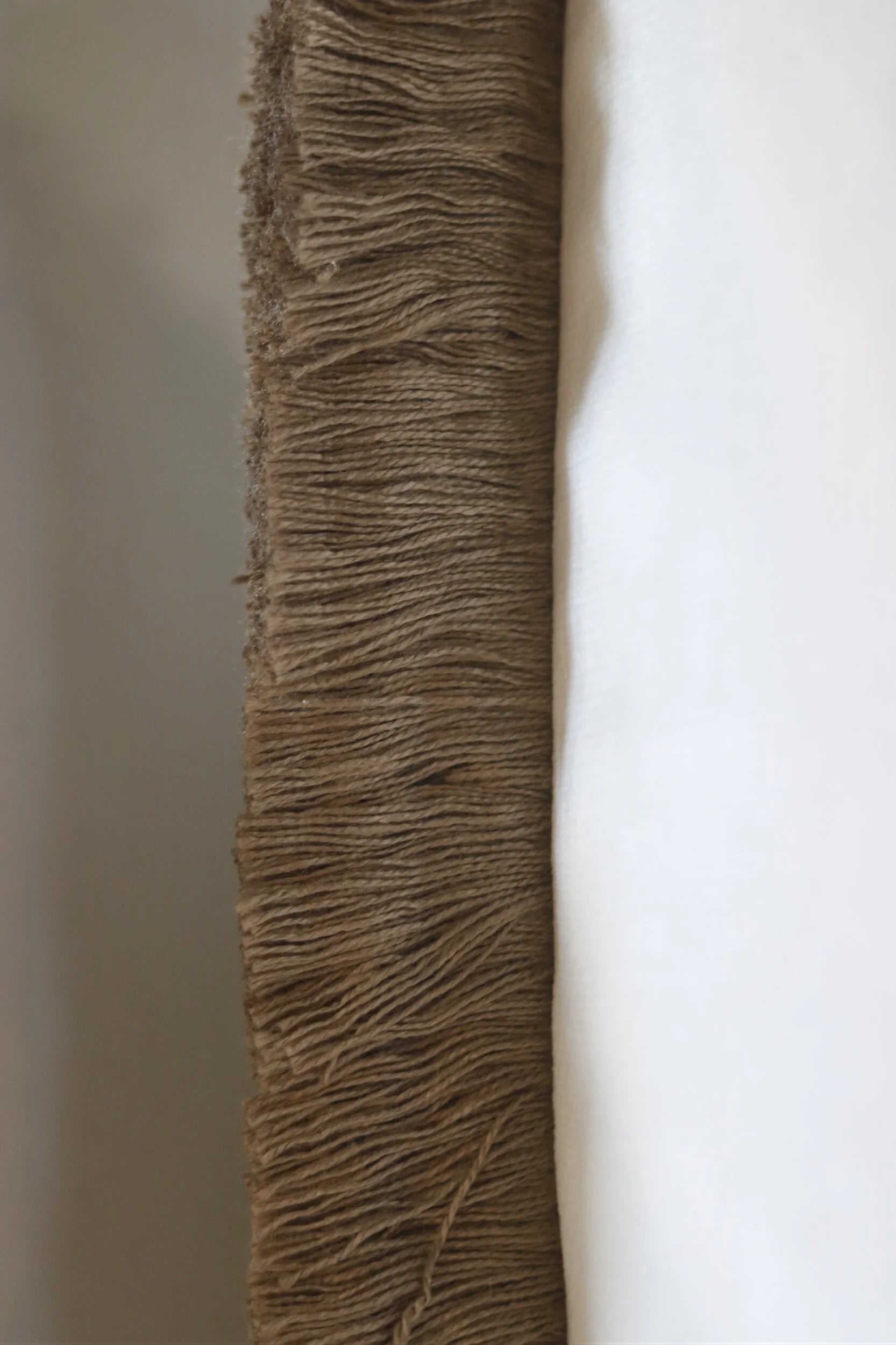 White Flat Velvet Cushion with Fringe