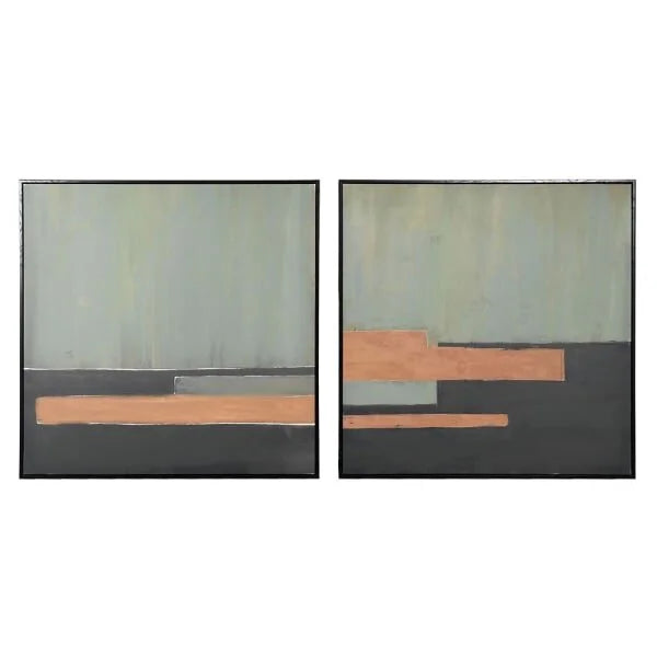 Set of 2 Green and Black Block Pictures