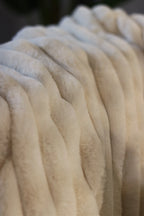 Cream Faux Rabbit Ribbed Throw