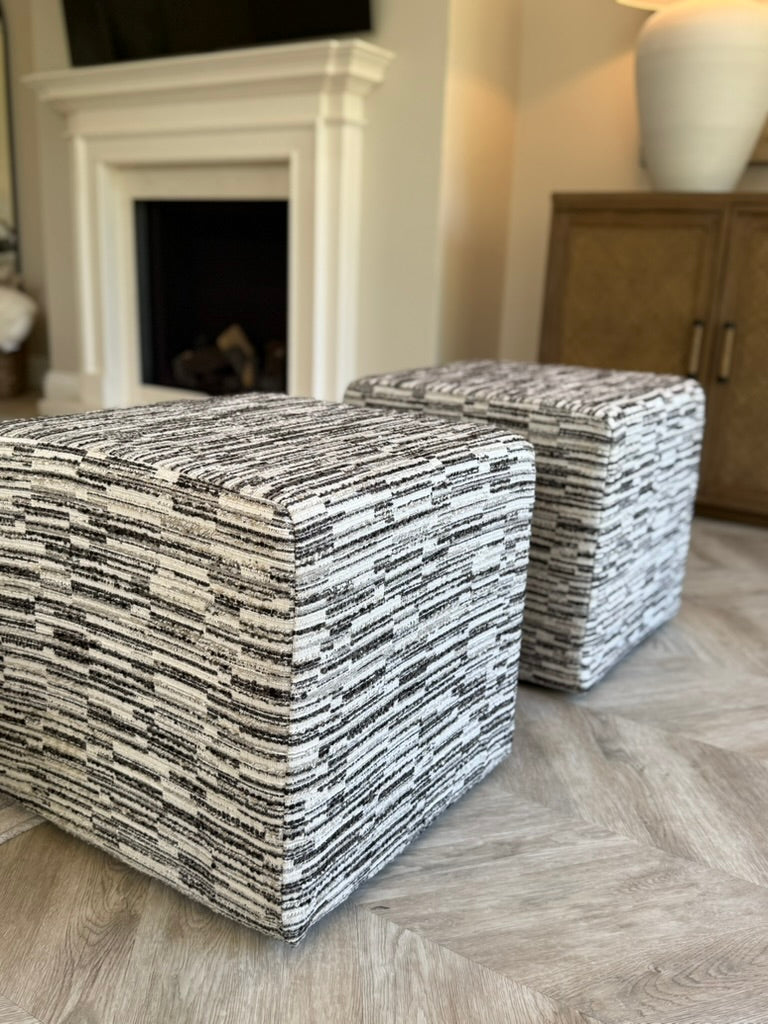 Jenga Charcoal Cube Footstool