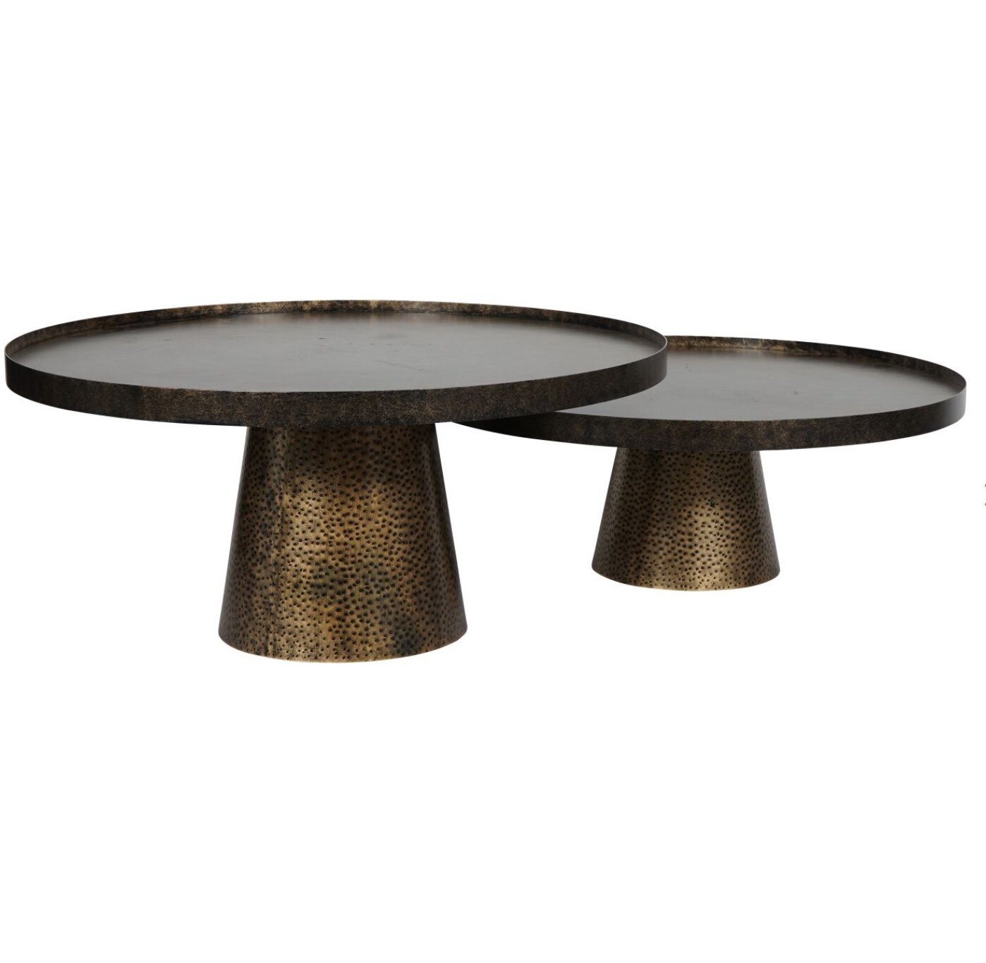 Set of 2 Iron Coffee Tables in Rustic Antique Gold