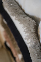 White Flat Velvet Cushion with Fringe
