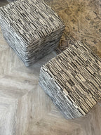 Jenga Charcoal Cube Footstool
