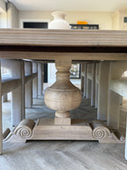 Large Wooden Dining Table with Inlay