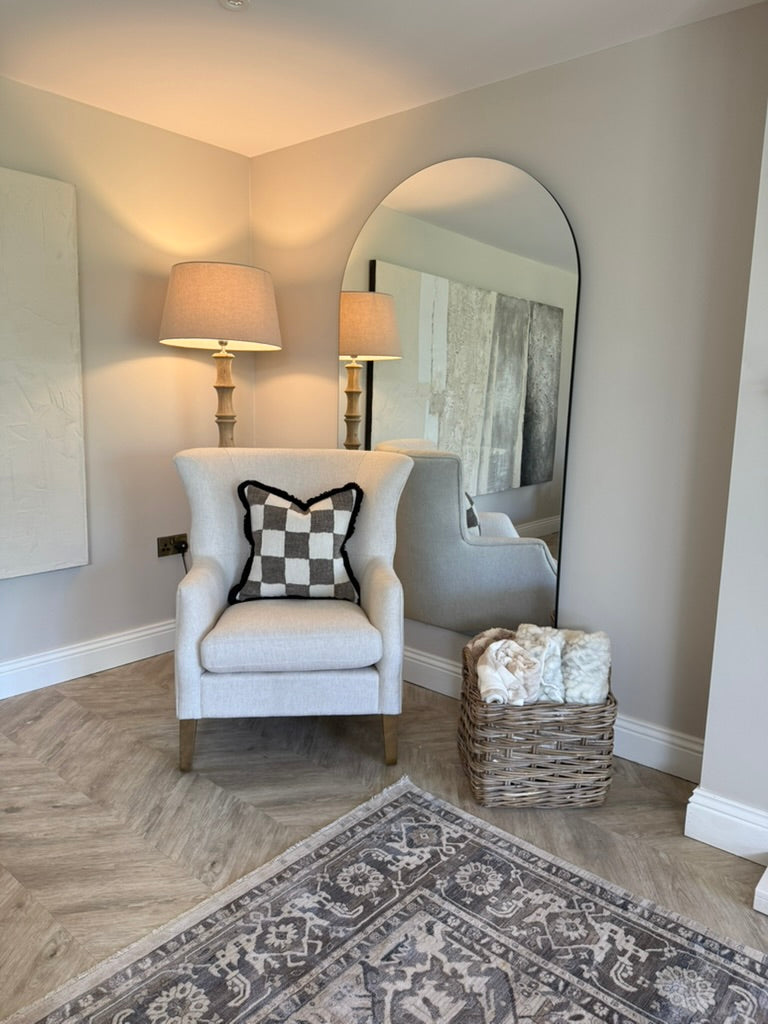 Cream Linen Wing Chair