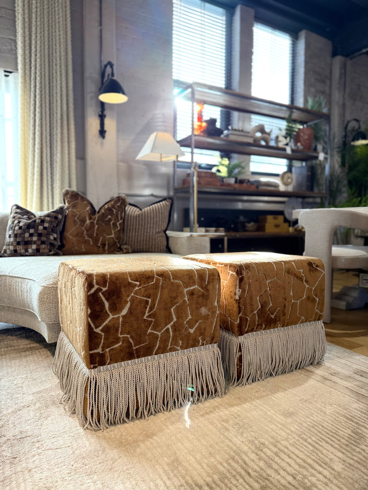 Gion Ginger Cube Footstool