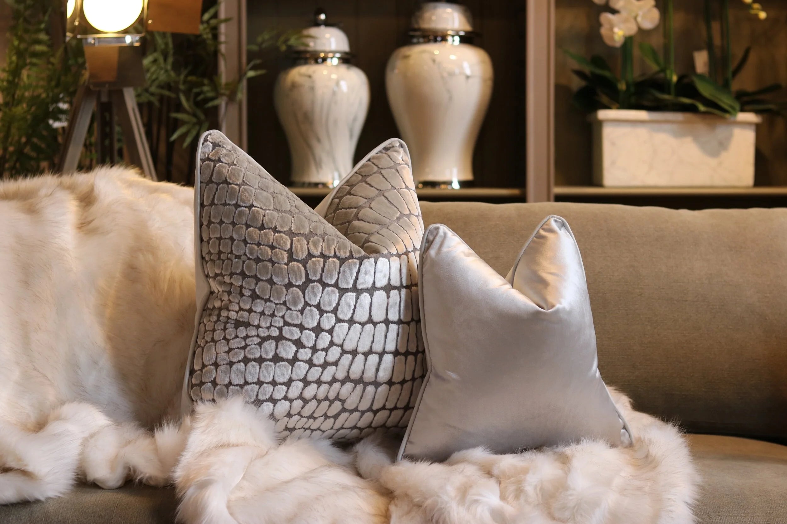 Luxury Silver Velvet Cushion