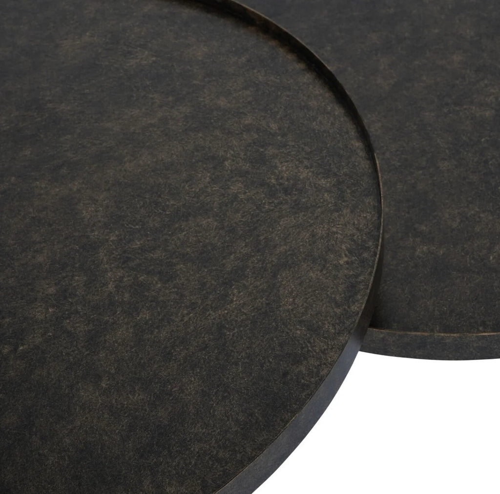 Set of 2 Iron Coffee Tables in Rustic Antique Gold