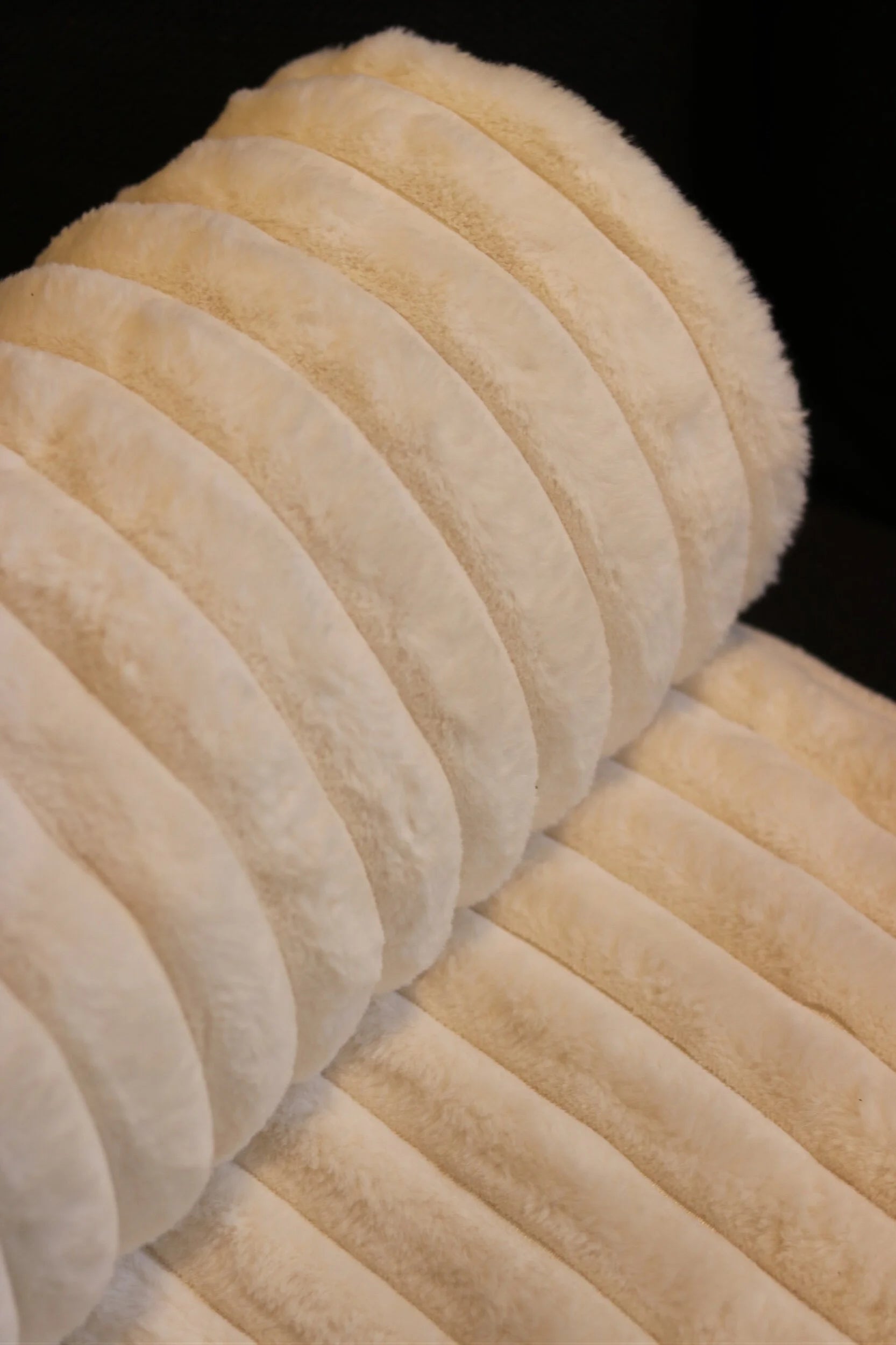 Cream Faux Rabbit Ribbed Throw