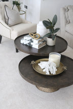 Set of 2 Iron Coffee Tables in Rustic Antique Gold