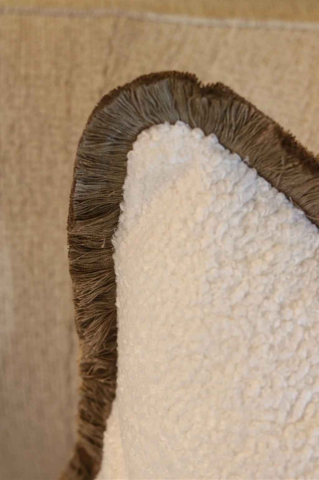 Boucle Cushion with Fringe