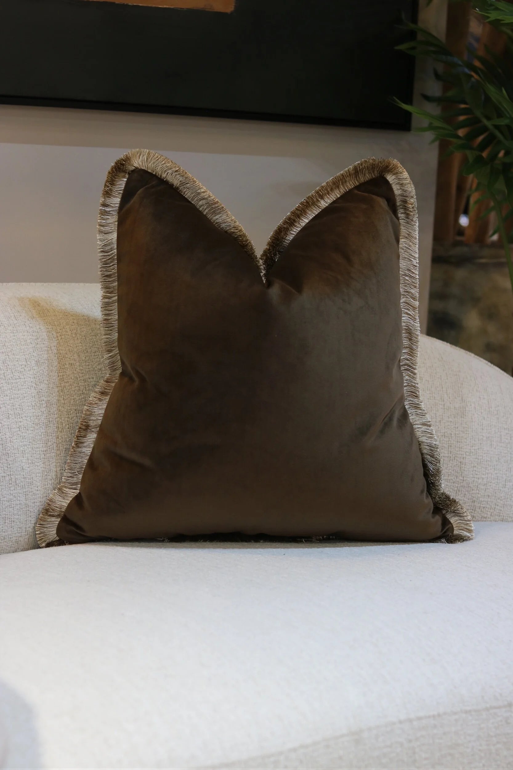 Walnut Flat Velvet Cushion