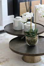 Set of 2 Iron Coffee Tables in Rustic Antique Gold