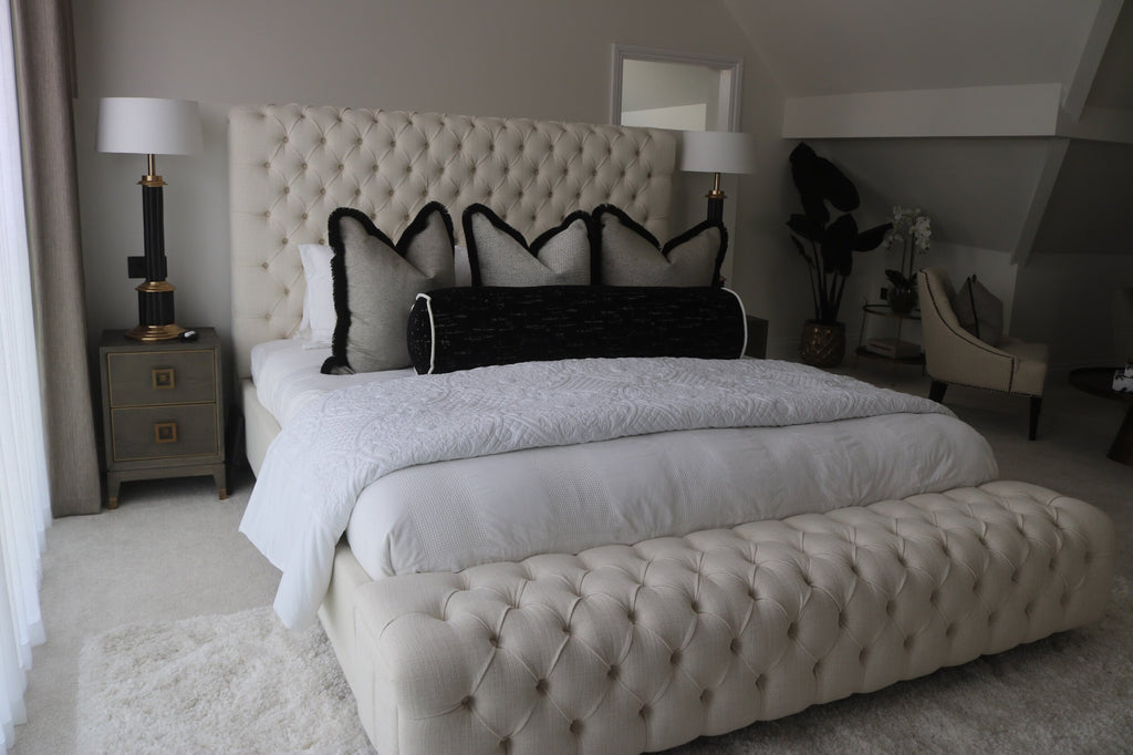 Linen Bed with Bench Footboard