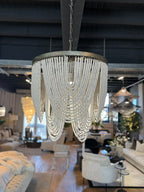 Ex-Display White-wash Wooden Bead Chandelier