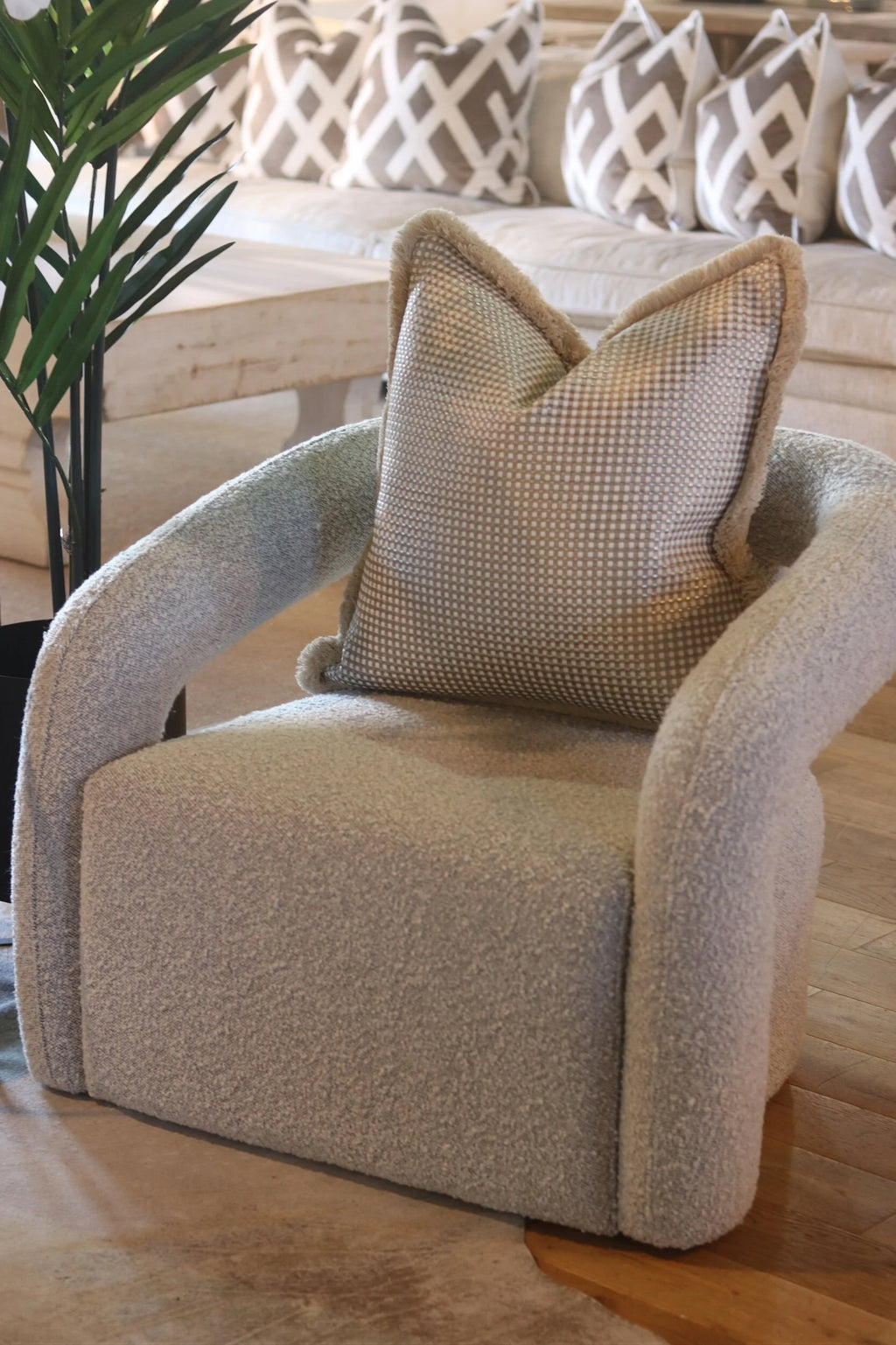 Grey Boucle Sculpture Chair