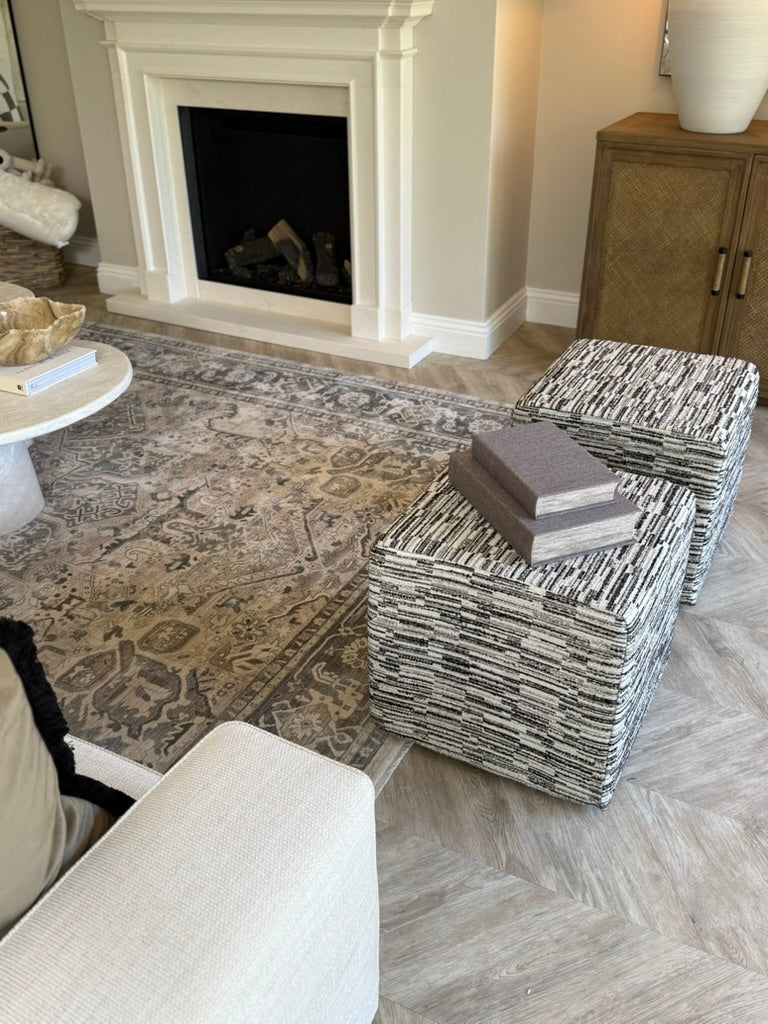 Jenga Charcoal Cube Footstool