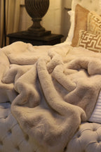 Extra Soft Light Beige Fur Throw