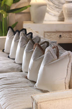 White Flat Velvet Cushion with Fringe