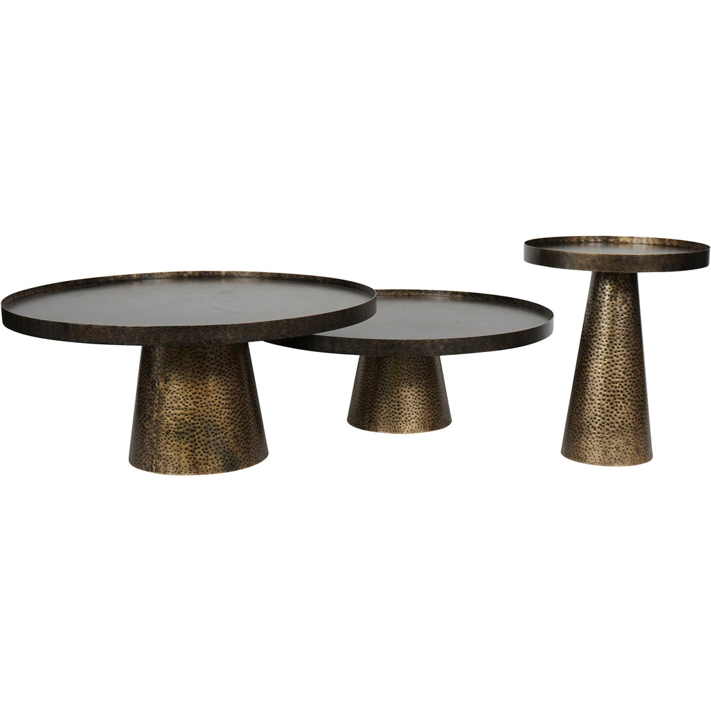 Set of 2 Iron Coffee Tables in Rustic Antique Gold