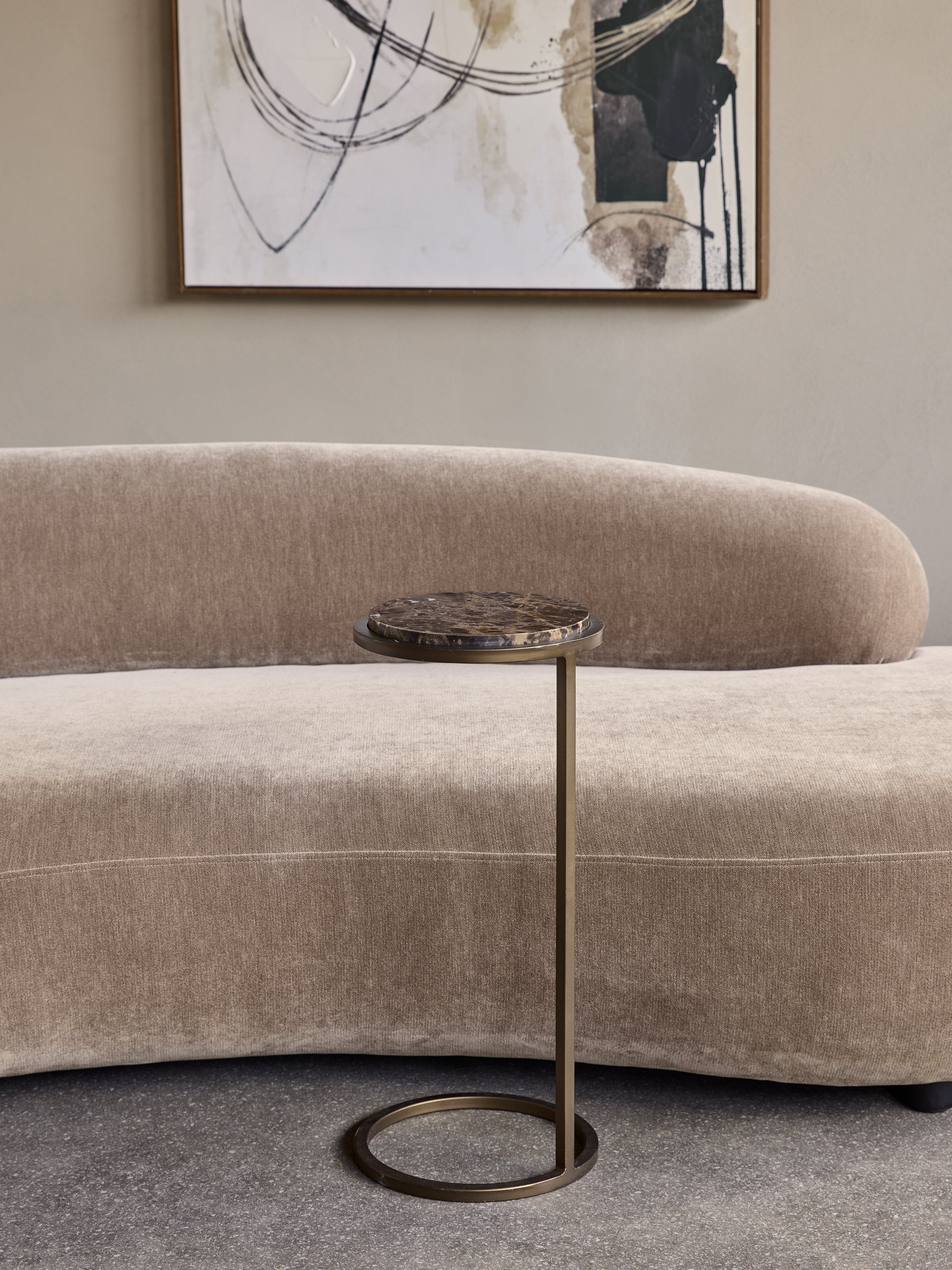 Brown Emperador Marble Accent Table