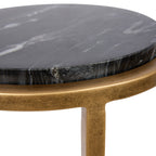 Black Marble Accent Table with Aged Gold Frame