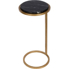 Black Marble Accent Table with Aged Gold Frame