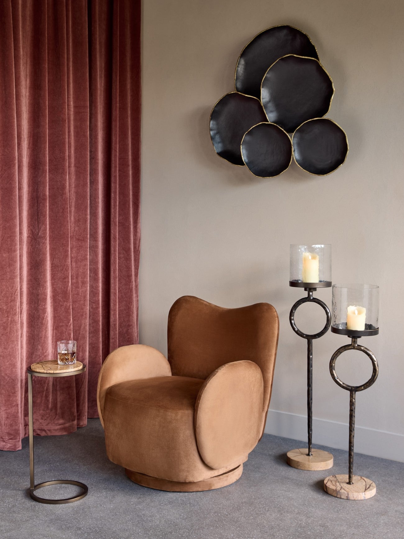 Brown Marble Accent Table