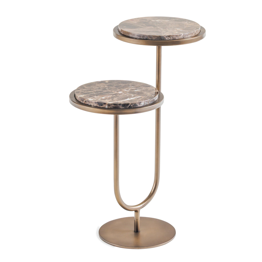 Dark Emperador Marble Double Accent Table