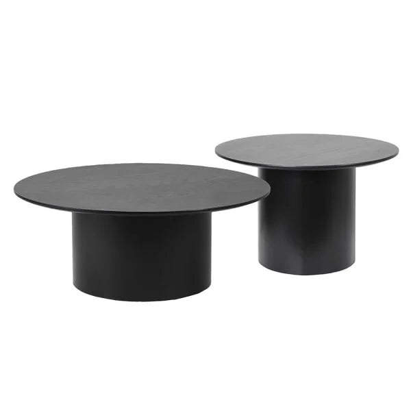 Set of 2 Black Round Tables
