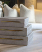 Set of 3 Ivory Faux Shagreen Boxes