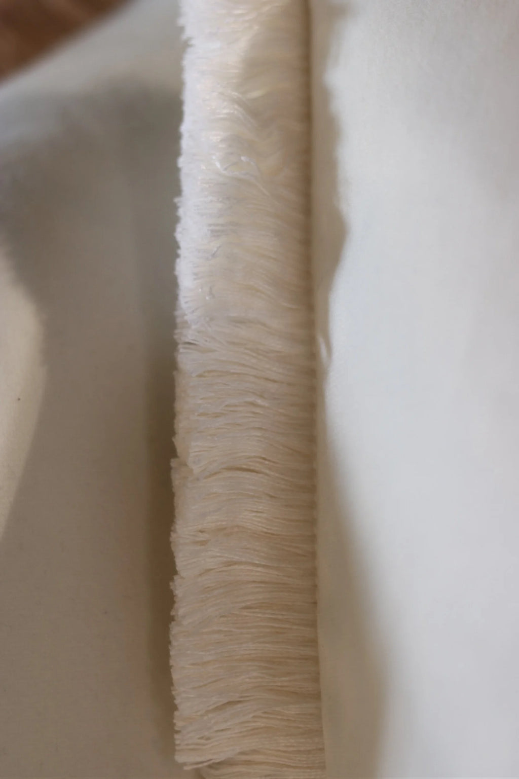 White Flat Velvet Cushion with Fringe