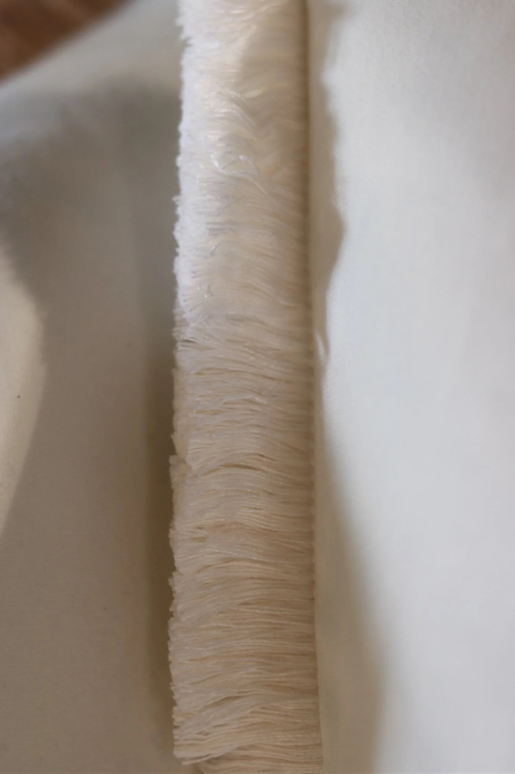 White Flat Velvet Cushion with Fringe