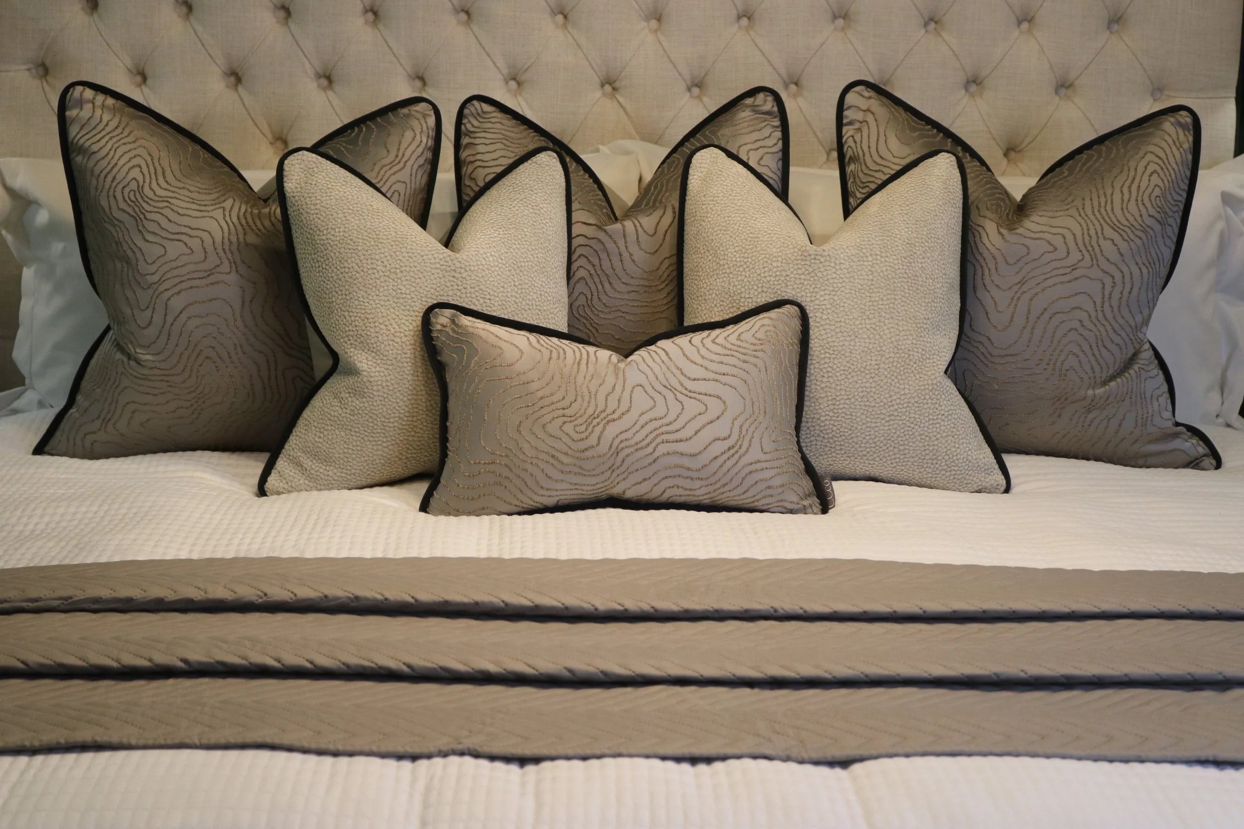 Beau Taupe Bed Cushion Set