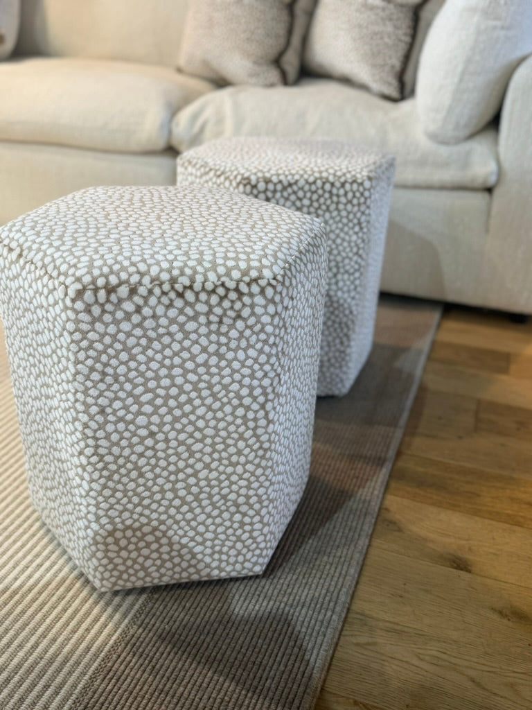 Borla Sable Velvet Hexagonal Footstool