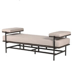 Linen and Black Bench