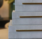 Set of 3 Ivory Faux Shagreen Boxes