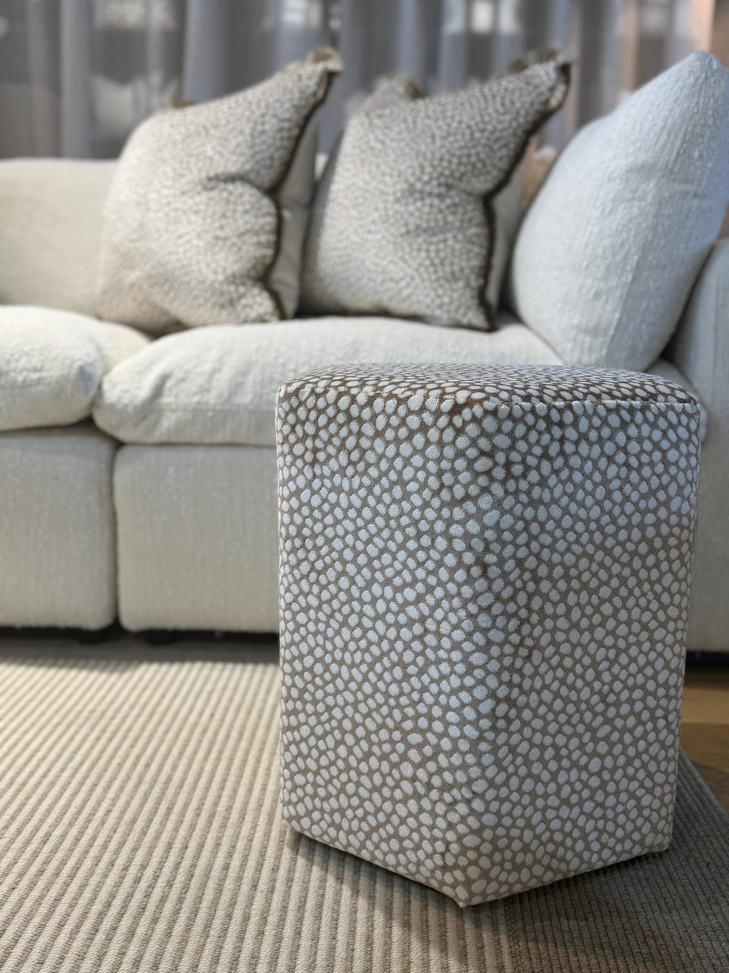 Borla Sable Velvet Hexagonal Footstool