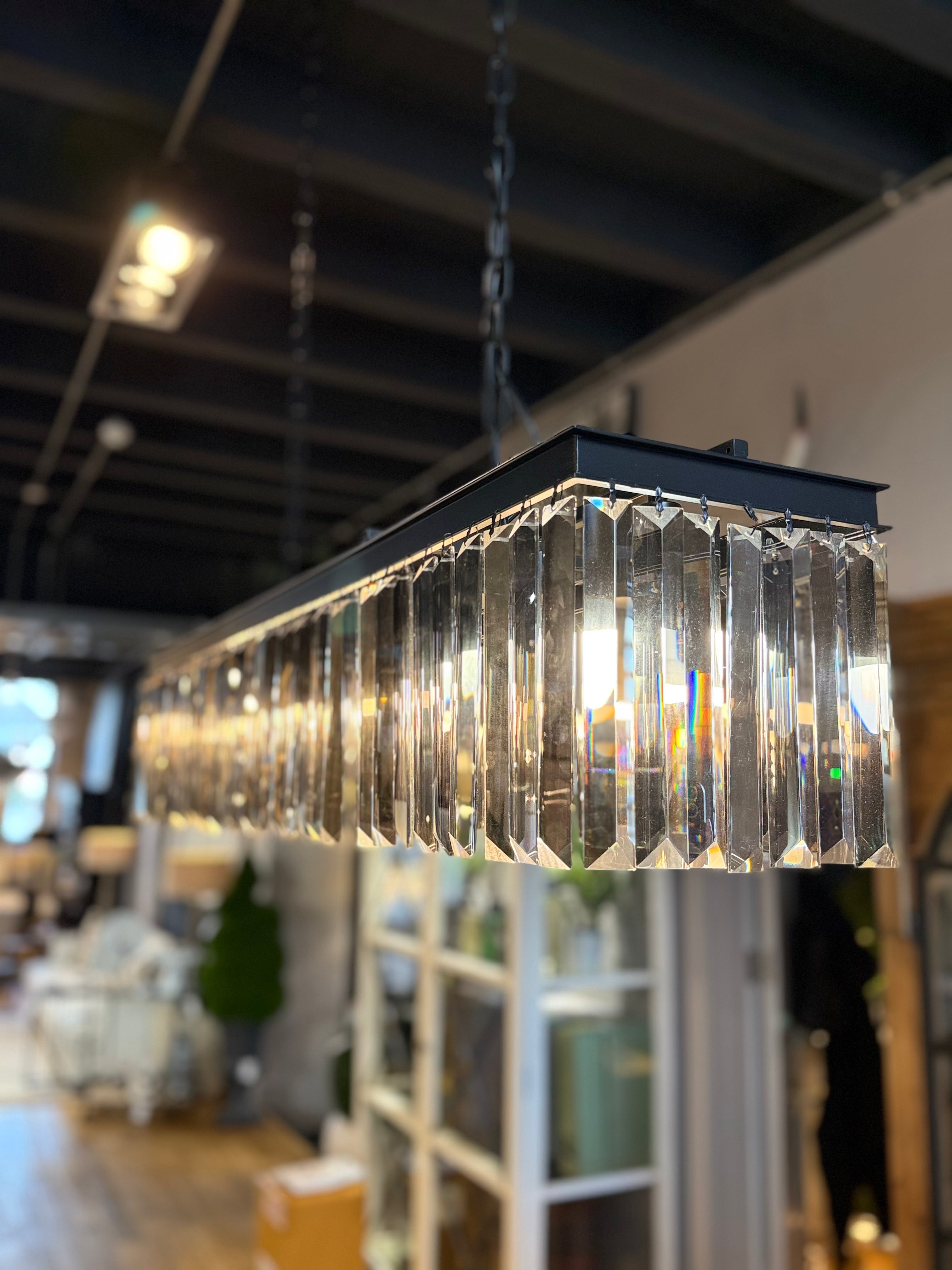 Ex-Display Oblong Smoke Glass Crystal Chandelier