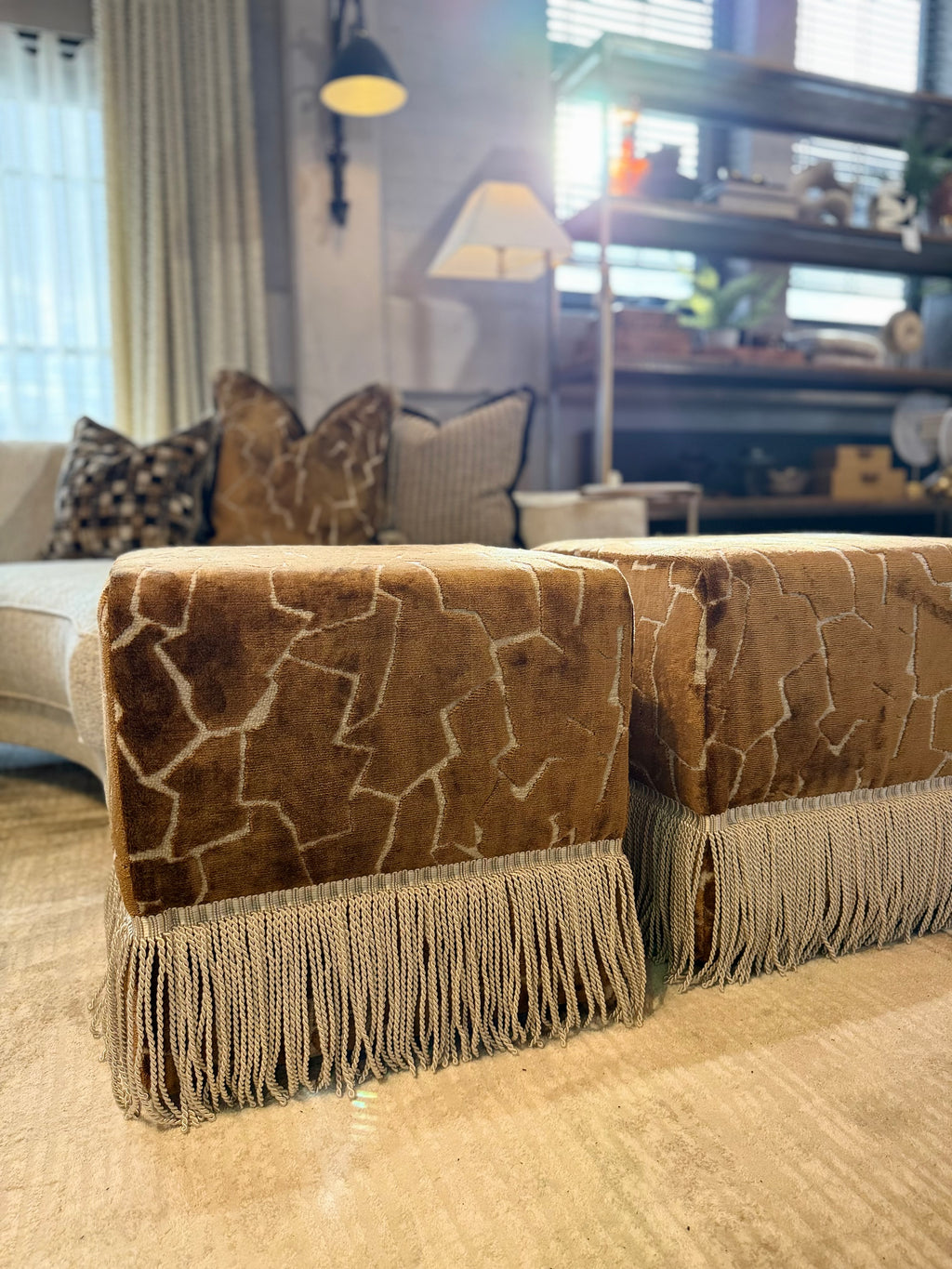 Gion Ginger Cube Footstool