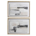 Set of 2 Brush Stroke Framed Canvas