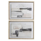 Set of 2 Brush Stroke Framed Canvas