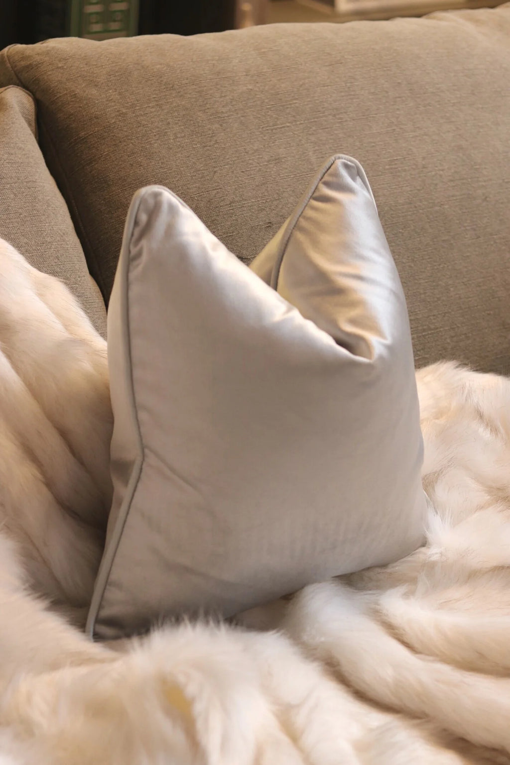 Luxury Silver Velvet Cushion