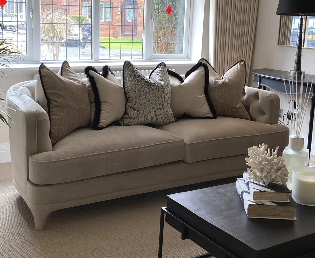 Champagne & Black Sofa Cushion Set
