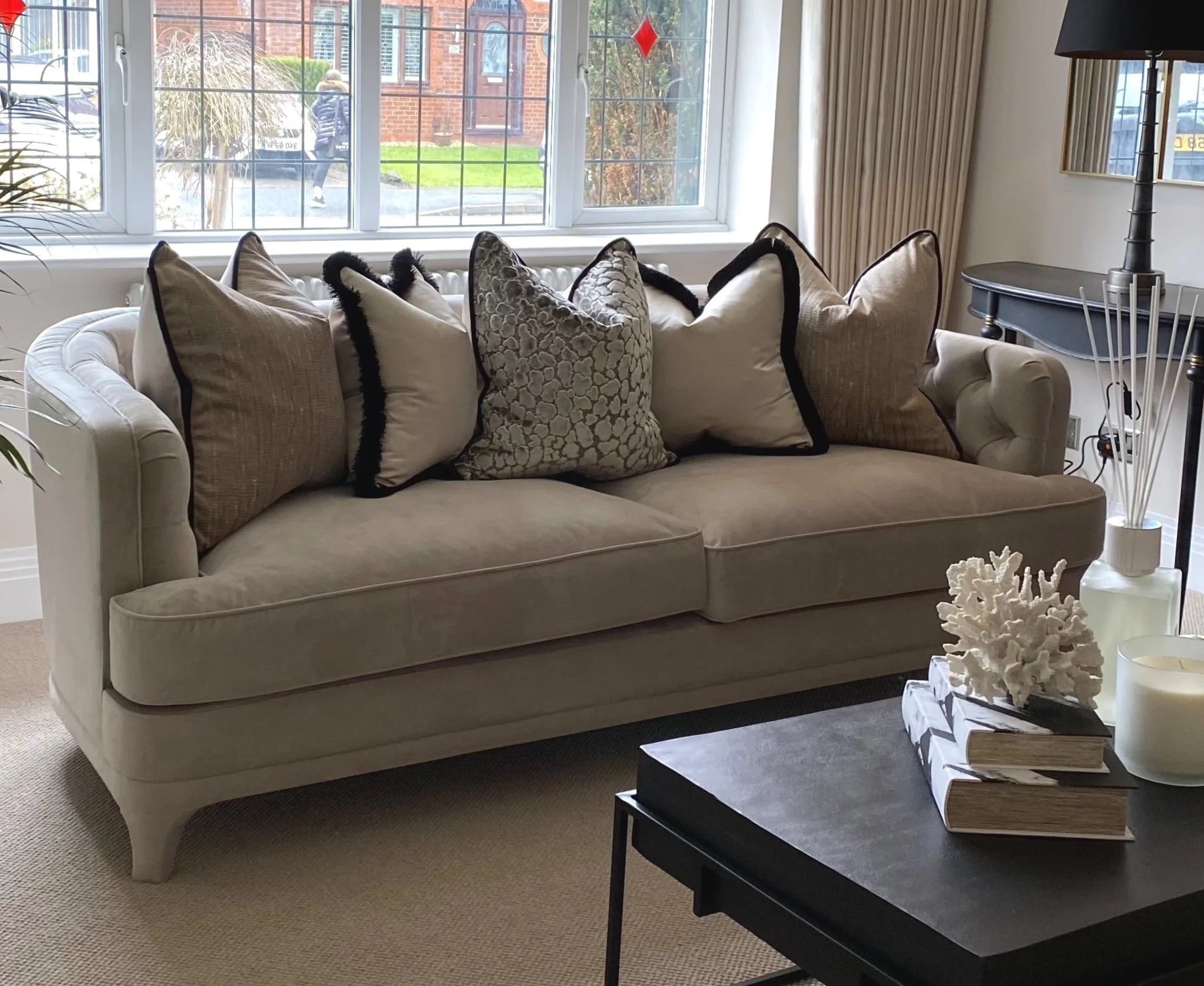 Champagne & Black Sofa Cushion Set