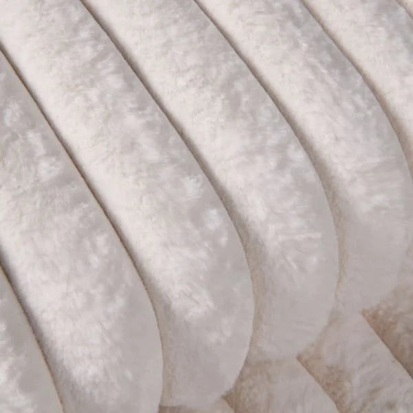 Cream Faux Rabbit Ribbed Throw