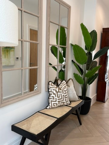 Large Taupe Windowpane Mirror