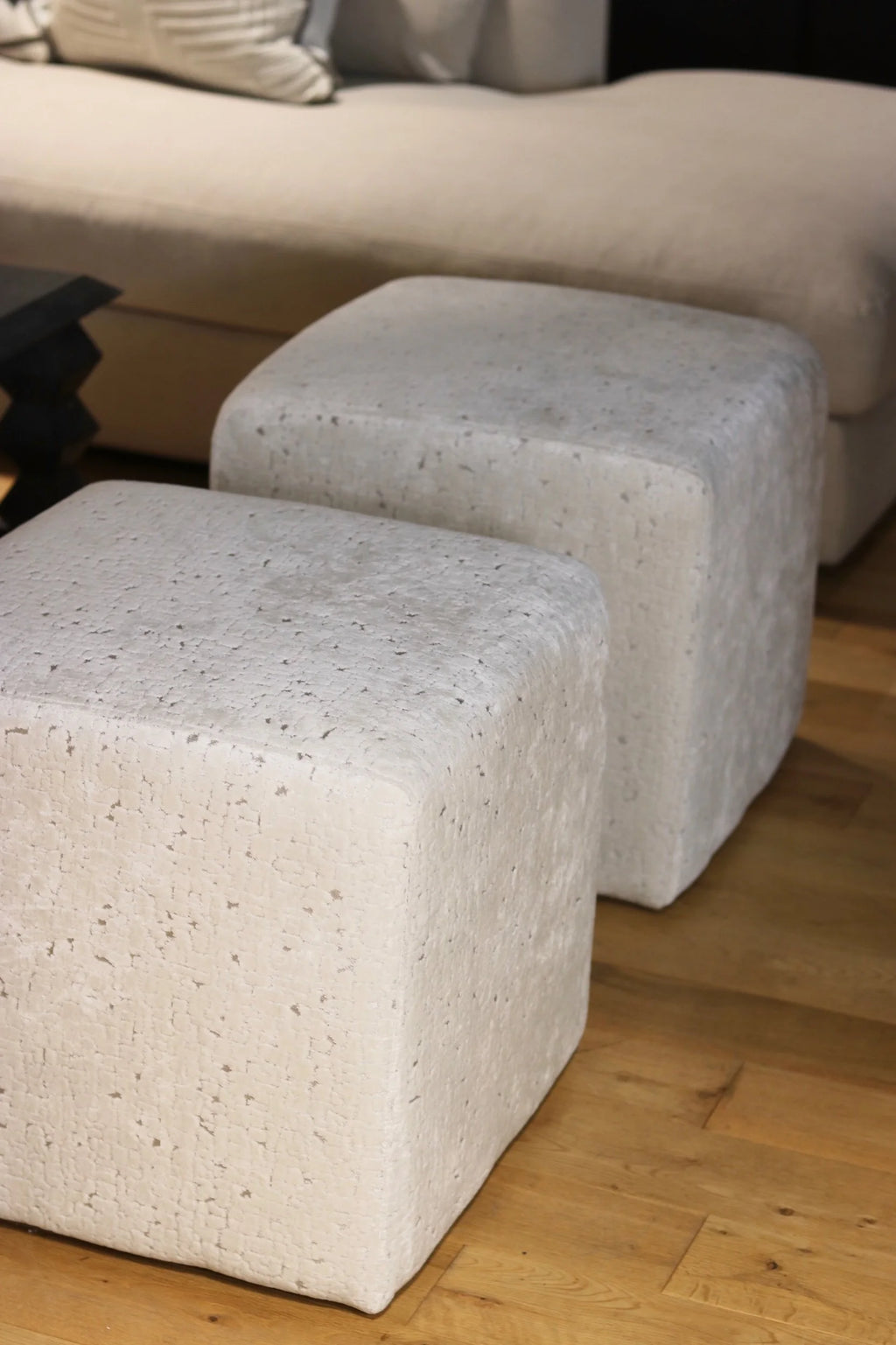 Velvet Bespoke Cube Footstool