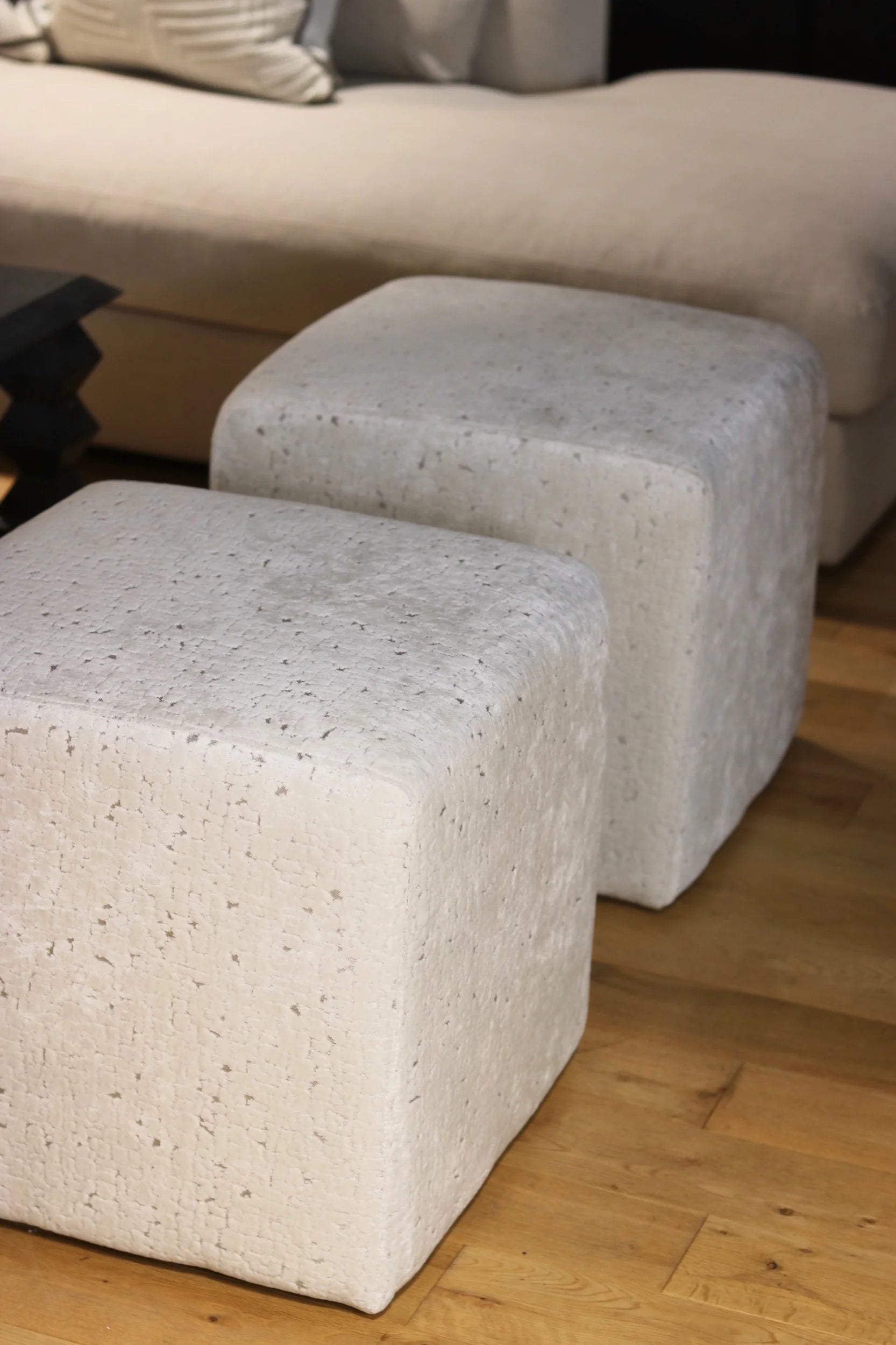 Velvet Bespoke Cube Footstool